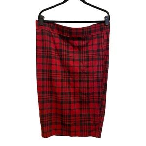 Torrid Plus 2X Red Black Plaid Skirt NWT Stretch Pencil Grunge Punk Vibes